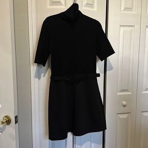 Theory Belted Turtleneck Short Sleeve Knit Dress